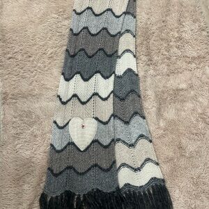 Love Shack Fancy -Chevron Knit Scarf with Heart Detail